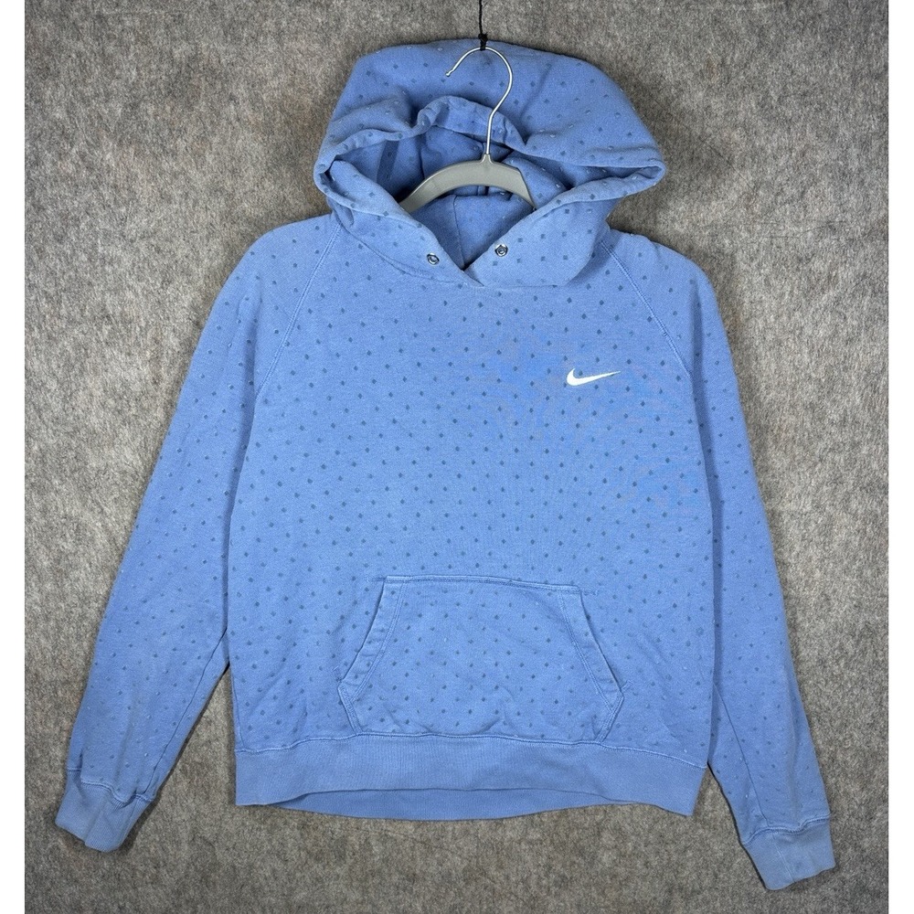 Nike Athletic Dept Hoodie Womens L Blue Polka Dot Pullover Sweatshirt Swoosh